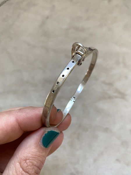 Vintage Sterling Silver Hinged Adjustable Belt Bangle