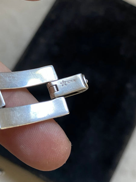 Vintage Sterling Silver Brick Link Bracelet 7"