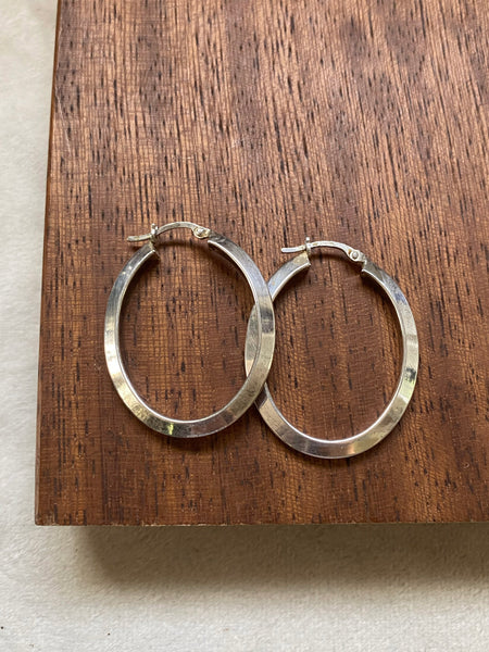 Vintage Beveled Edge Hoop Earrings