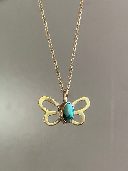 OOAK 14k Variscite Butterfly Charm