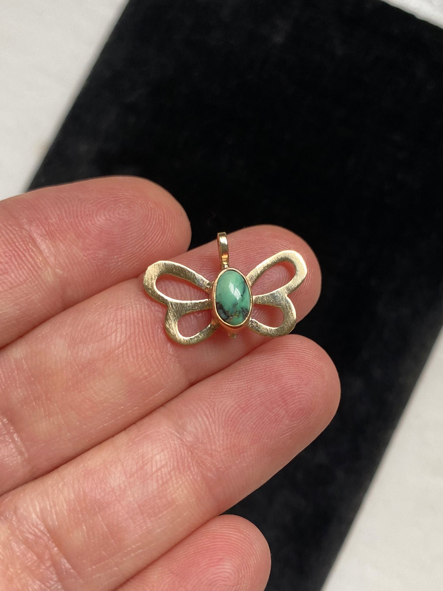 OOAK 14k Variscite Butterfly Charm