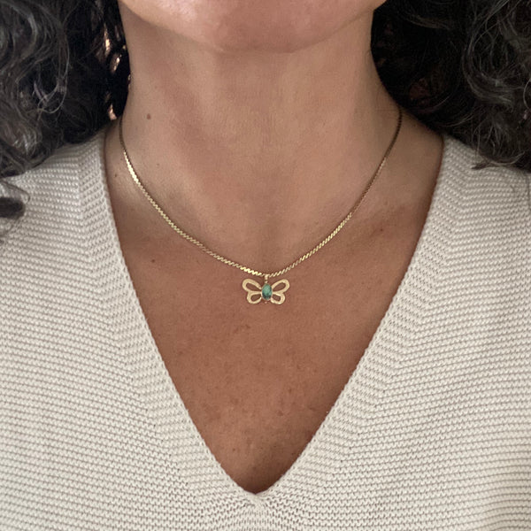 OOAK 14k Variscite Butterfly Charm