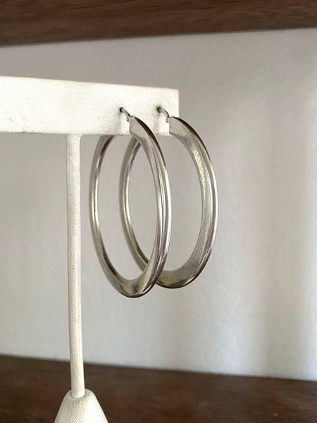 Vintage XL Sterling Silver Saturn's Rings Hoops