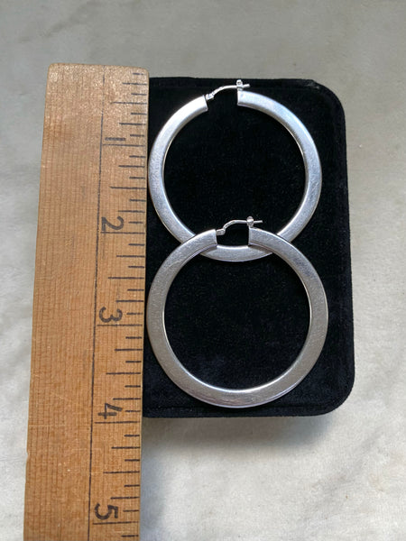 Vintage XL Sterling Silver Saturn's Rings Hoops