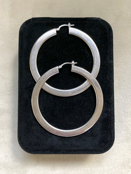 Vintage XL Sterling Silver Saturn's Rings Hoops