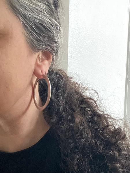 Vintage XL Sterling Silver Saturn's Rings Hoops