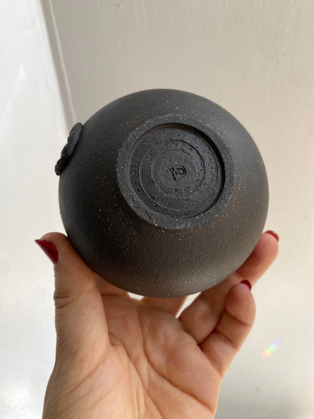 Small Raw Black Clay Snake Pot