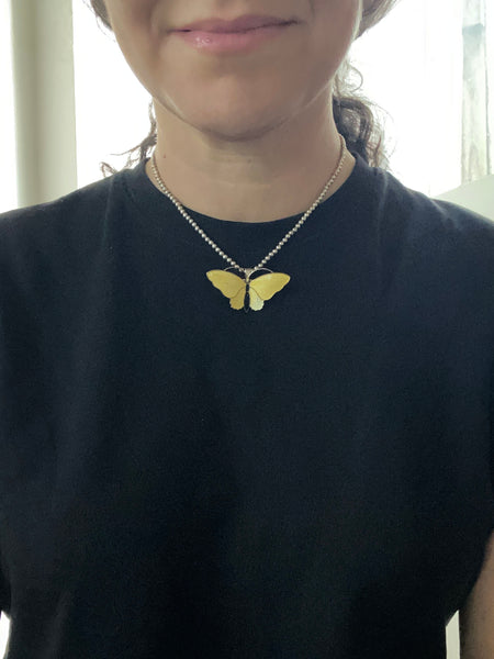 Vintage Sterling Silver + Enamel Aksel Holmsen Butterfly Brooch / Necklace