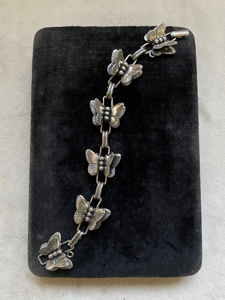 Vintage Sterling Silver Sculptural Butterfly Bracelet