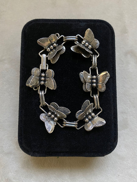 Vintage Sterling Silver Sculptural Butterfly Bracelet