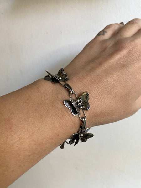 Vintage Sterling Silver Sculptural Butterfly Bracelet