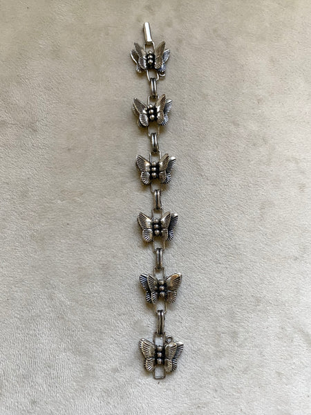 Vintage Sterling Silver Sculptural Butterfly Bracelet