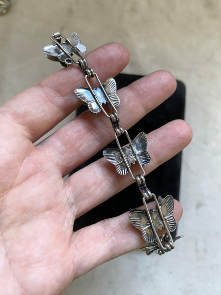 Vintage Sterling Silver Sculptural Butterfly Bracelet