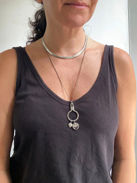 Vintage Sterling Collector Charm + Holder Necklace