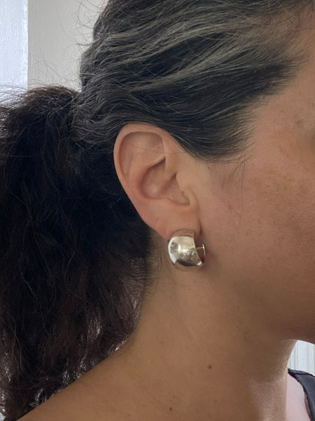 Vintage Hollow Form Sterling Chubby Hoops
