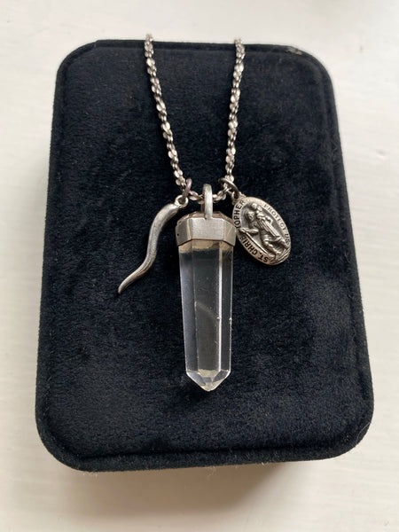 Vintage Sterling Traveller Quartz Talisman Necklace