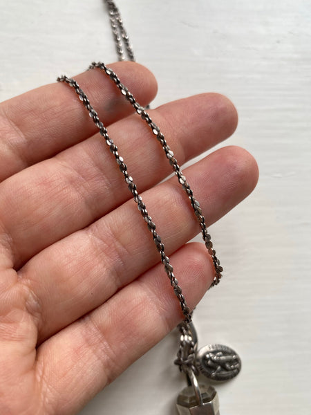 Vintage Sterling Traveller Quartz Talisman Necklace