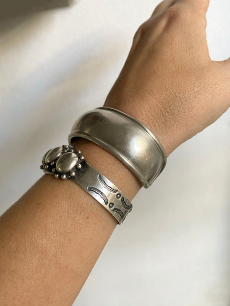 Vintage Mexican Sterling Sheild Cuff Bracelet