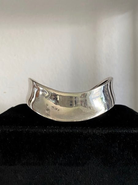 Vintage Sterling Silver Curved Shield Cuff