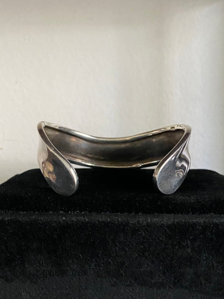 Vintage Sterling Silver Curved Shield Cuff
