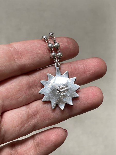 Vintage Sterling Silver Daisy+ Rosary Bead Necklace