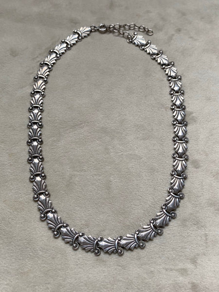 Antique Sterling Deco Flat Link Chain