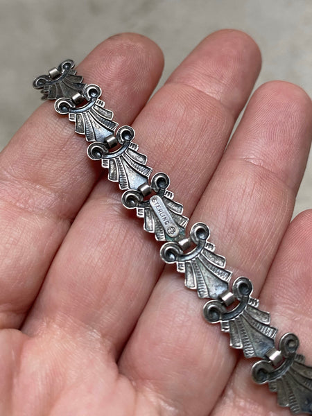 Antique Sterling Deco Flat Link Chain