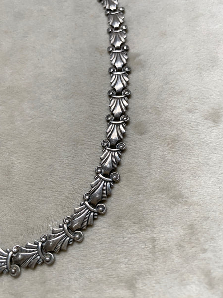 Antique Sterling Deco Flat Link Chain