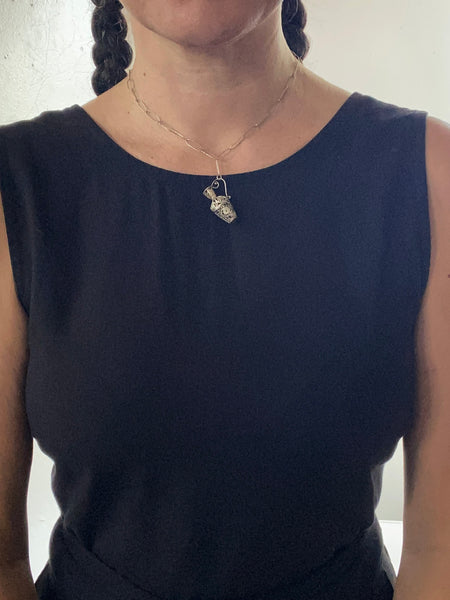Vintage Filigree Vase and Handmade Paperclip Chain Necklace