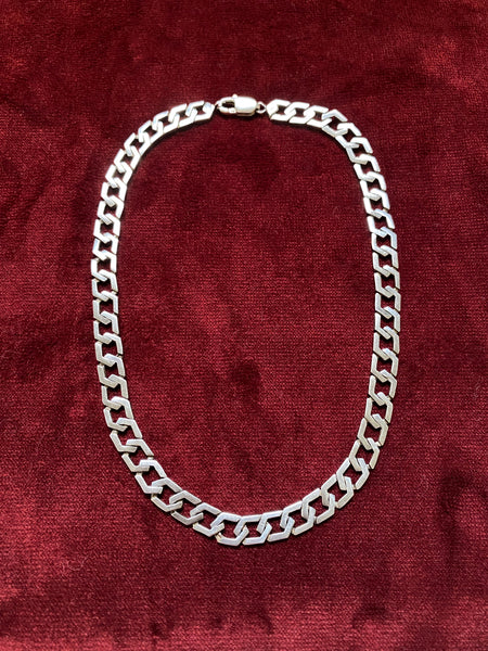 16" Vintage Sterling Unoaerre Flat Diamond Curb Chain (Arezzo, Italy)