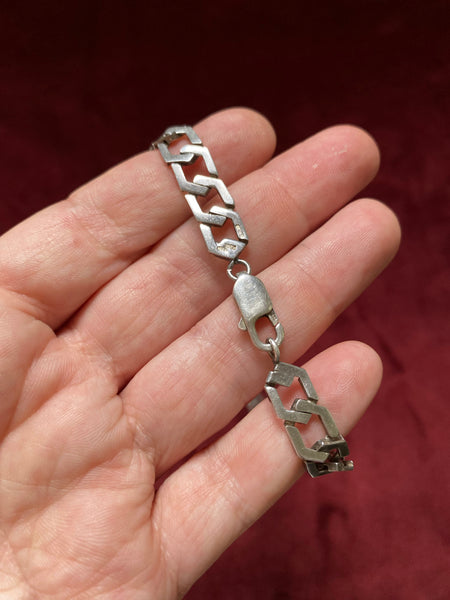 16" Vintage Sterling Unoaerre Flat Diamond Curb Chain (Arezzo, Italy)