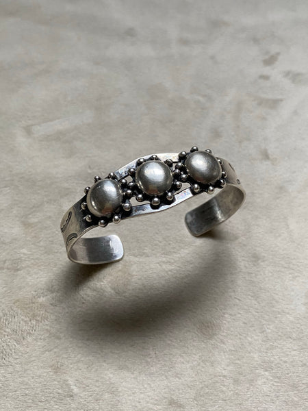 Vintage Sterling Everyday Dots Cuff Bracelet