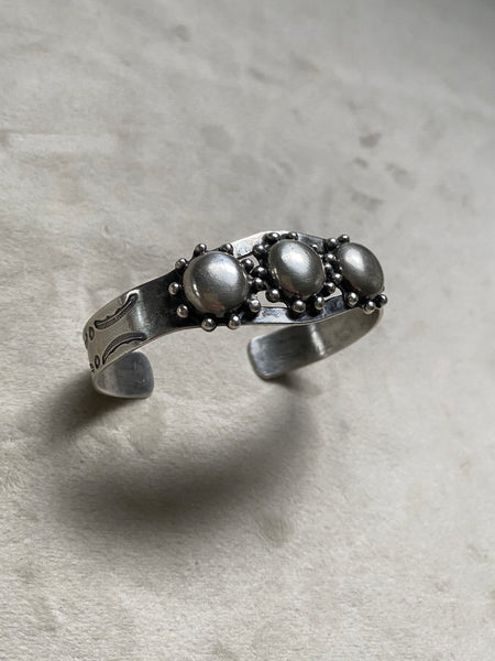Vintage Sterling Everyday Dots Cuff Bracelet