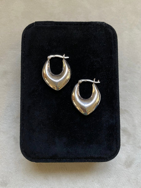 Vintage Sterling Silver Teardrop Hollow-Form Hoops
