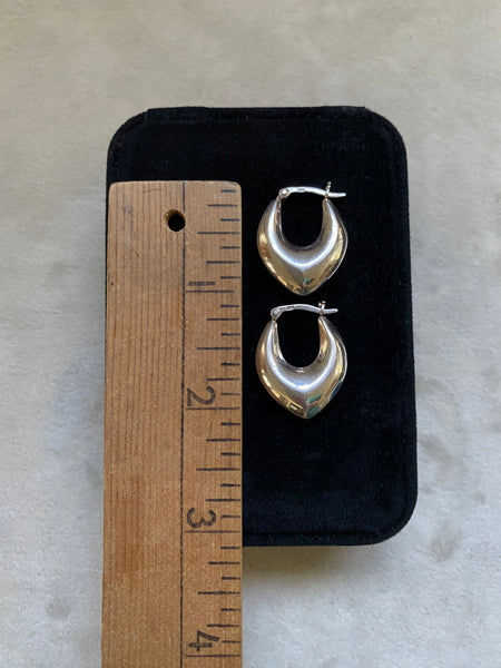 Vintage Sterling Silver Teardrop Hollow-Form Hoops