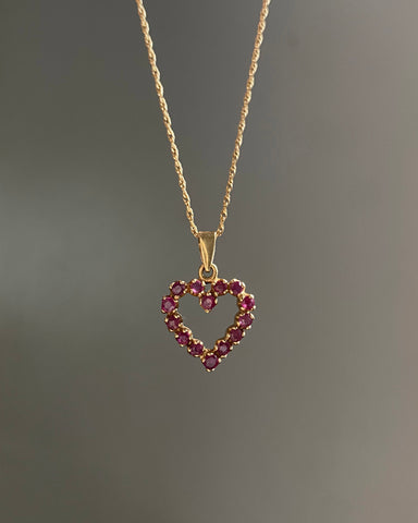 14k Vintage Garnet Sweetheart Charm