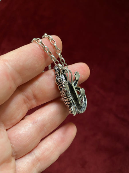 Sterling Gator Pendant Necklace