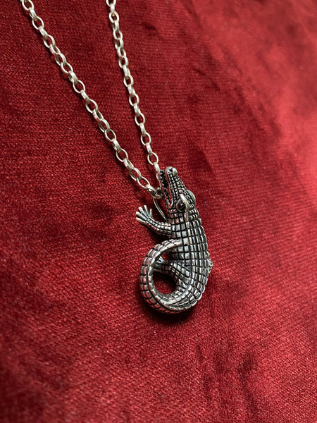 Sterling Gator Pendant Necklace
