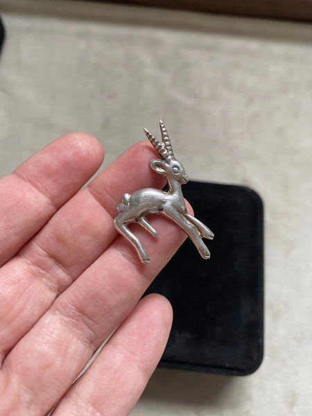 Vintage Sterling Silver Gazelle Pin