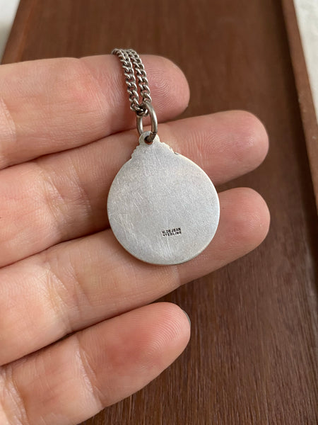 Vintage Sterling Gemini Medallion + Curb Chain