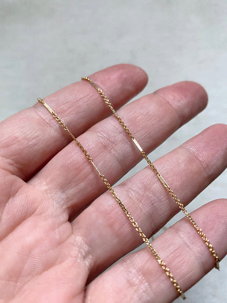 Custom Length Gold Filled Cable + Bar Chain