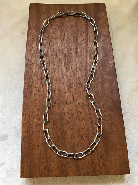 22" Vintage Sterling Heavy Handmade Paperclip Chain Necklace