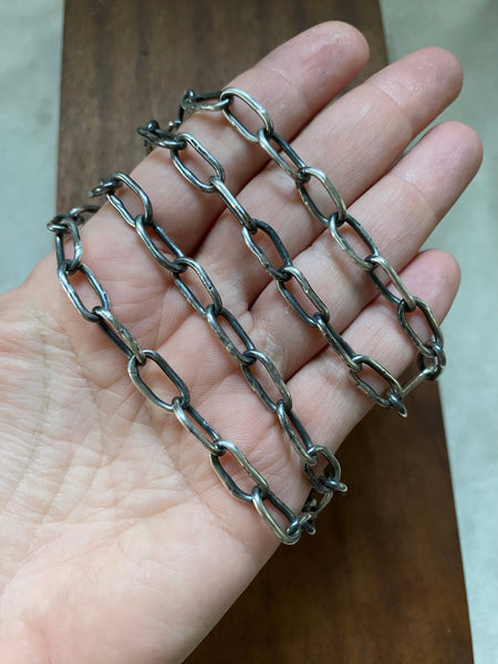 22" Vintage Sterling Heavy Handmade Paperclip Chain Necklace