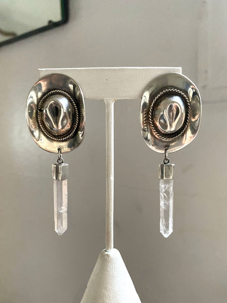 OOAK Vintage Sterling Silver Taxco Cowgirl Statement Earrings