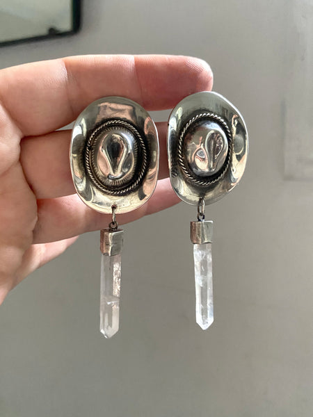 OOAK Vintage Sterling Silver Taxco Cowgirl Statement Earrings