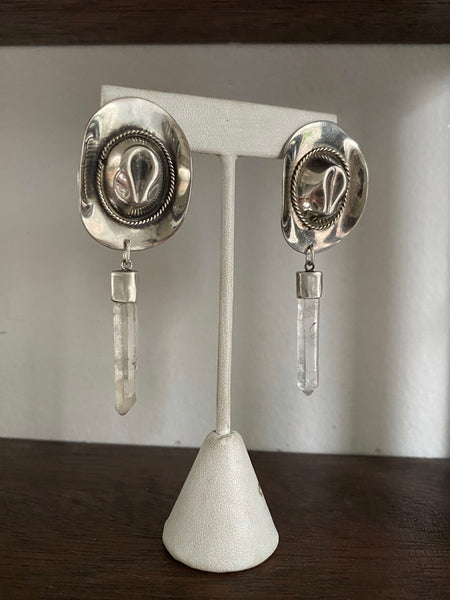 OOAK Vintage Sterling Silver Taxco Cowgirl Statement Earrings