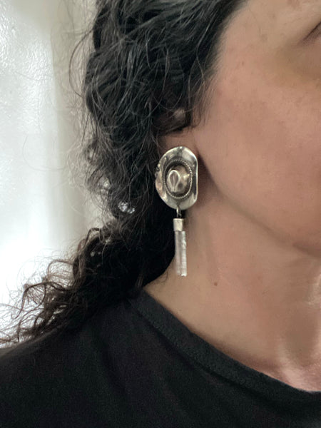 OOAK Vintage Sterling Silver Taxco Cowgirl Statement Earrings