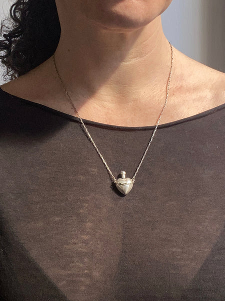 Moonstone Chained-Heart Bottle Necklace