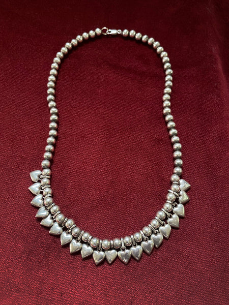 Vintage Sterling Hearts + Hearts Collar Necklace