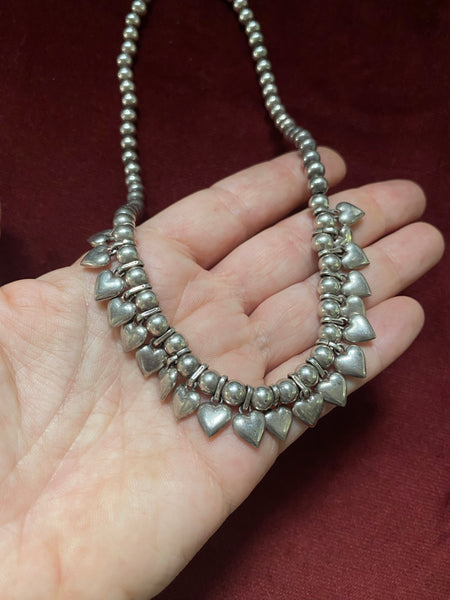 Vintage Sterling Hearts + Hearts Collar Necklace